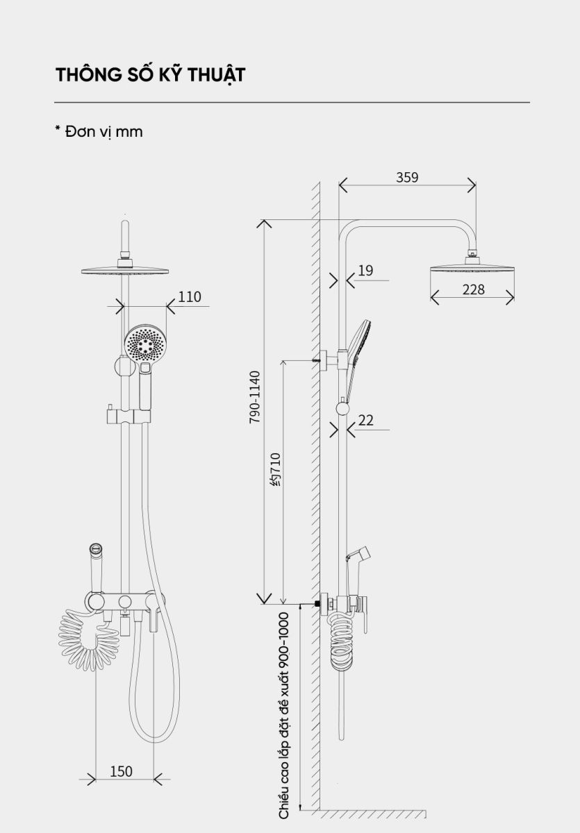 Bộ sen cây tắm DiiiB cao cấp DXLY001