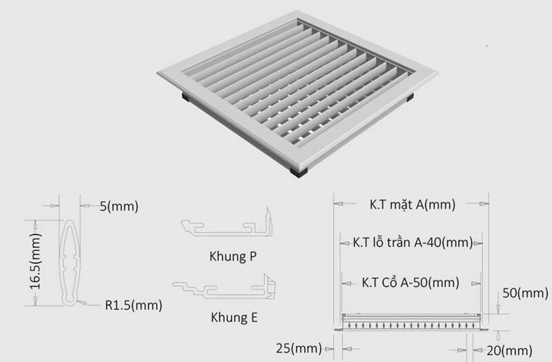 kích thước miệng gió điều hòa