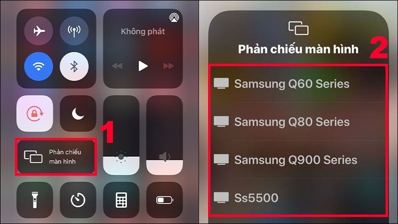 cách phản chiếu màn hình iphone lên tivi samsung