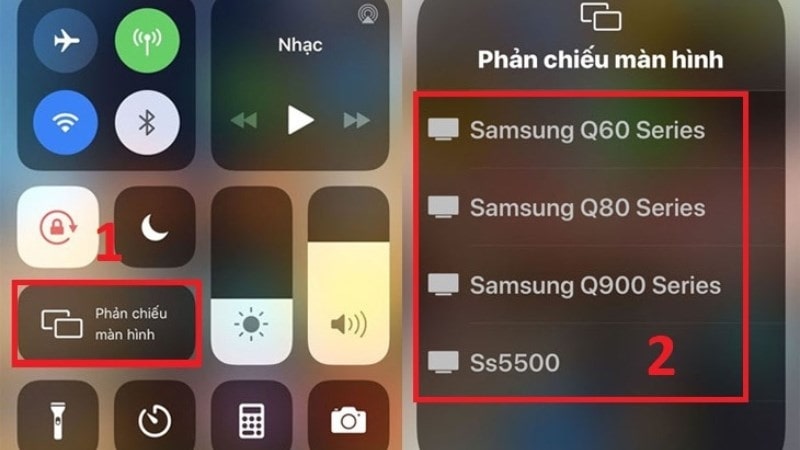 phản chiếu màn hình iphone lên tivi samsung